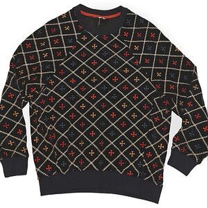 Jucy Judy Dark blue Velvet Velour diamond cross embroidery sweatshirt top XS/S